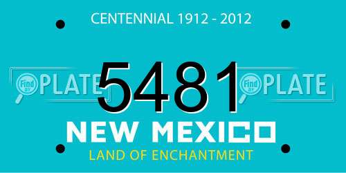 5481 New Mexico License Plate