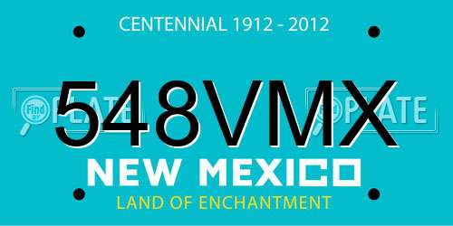 548VMX New Mexico License Plate