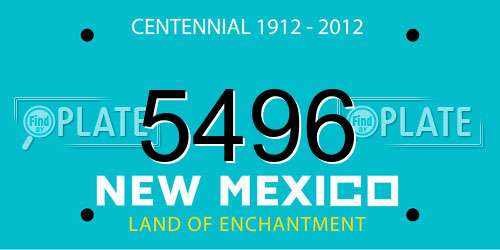 5496 New Mexico License Plate