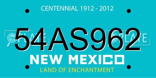 54AS962 New Mexico License Plate