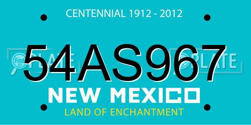 54AS967 New Mexico License Plate