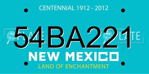 54BA221 New Mexico License Plate