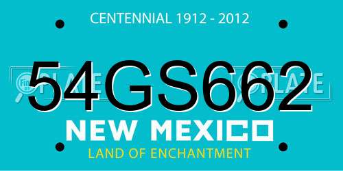 54GS662 New Mexico License Plate