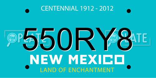 550RY8 New Mexico License Plate