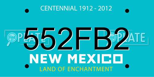 552FB2 New Mexico License Plate