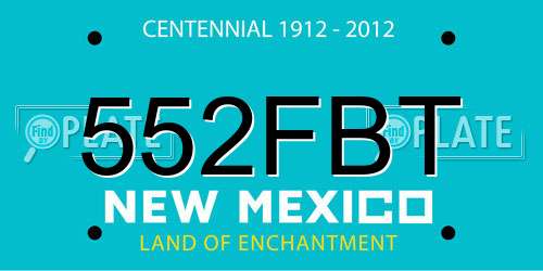 552FBT New Mexico License Plate