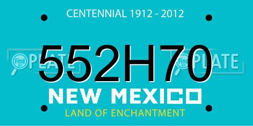 552H70 New Mexico License Plate
