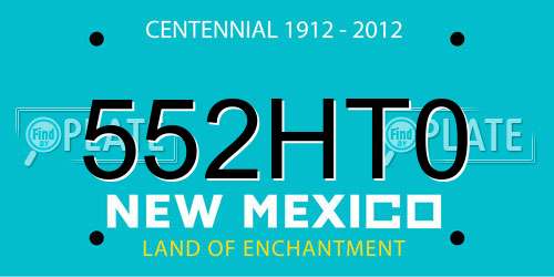 552HT0 New Mexico License Plate