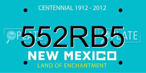 552RB5 New Mexico License Plate