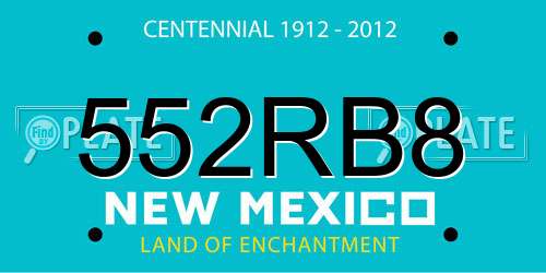 552RB8 New Mexico License Plate