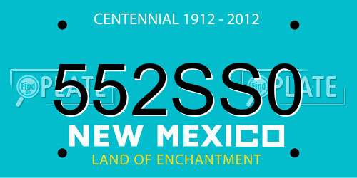 552SS0 New Mexico License Plate