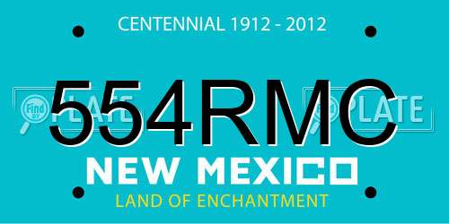554RMC New Mexico License Plate