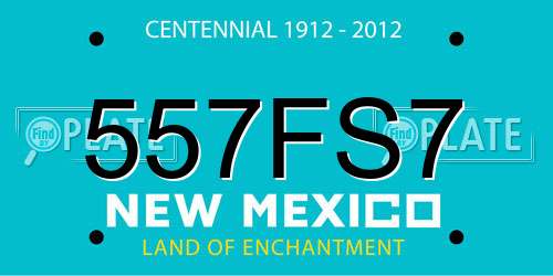 557FS7 New Mexico License Plate