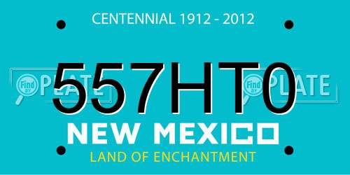 557HT0 New Mexico License Plate