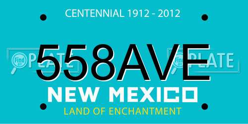 558AVE New Mexico License Plate