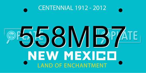 558MB7 New Mexico License Plate