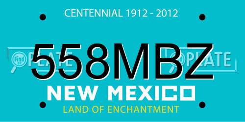 558MBZ New Mexico License Plate