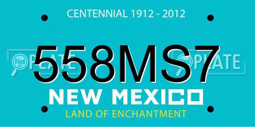 558MS7 New Mexico License Plate