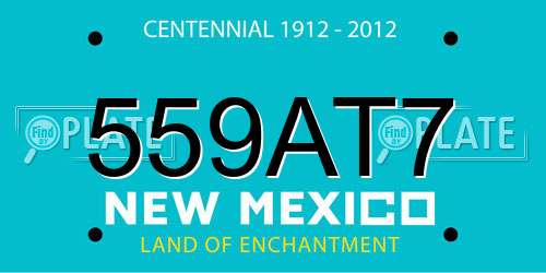 559AT7 New Mexico License Plate