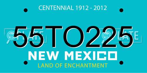 55TO225 New Mexico License Plate