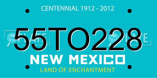 55TO228 New Mexico License Plate