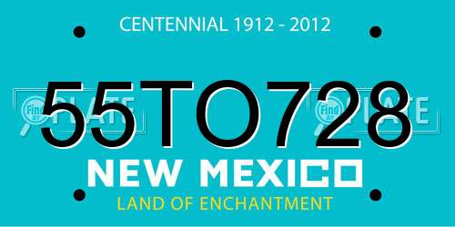 55TO728 New Mexico License Plate