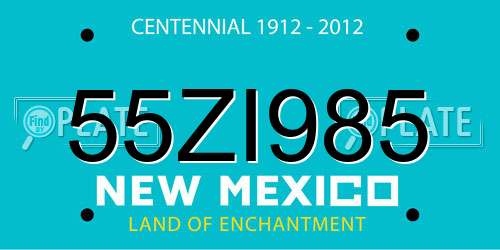 55ZI985 New Mexico License Plate