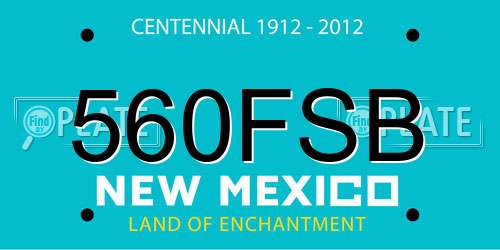 560FSB New Mexico License Plate