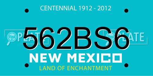 562BS6 New Mexico License Plate