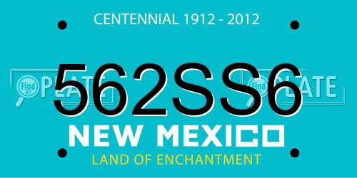 562SS6 New Mexico License Plate