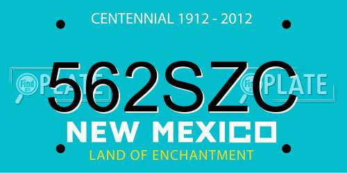 562SZC New Mexico License Plate