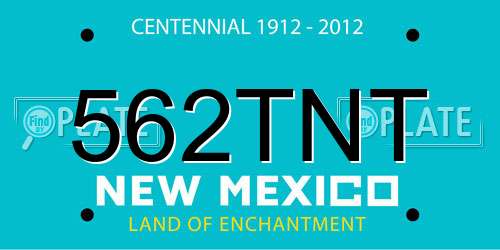 562TNT New Mexico License Plate