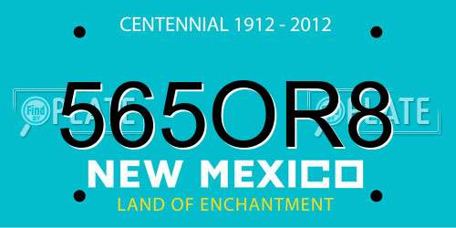 565OR8 New Mexico License Plate