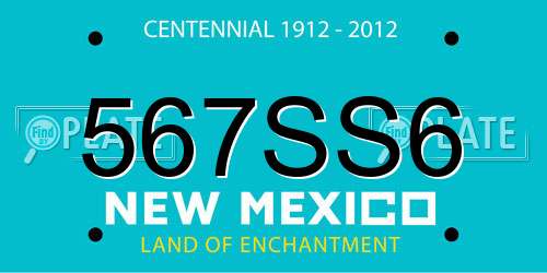 567SS6 New Mexico License Plate