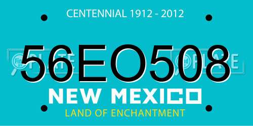 56EO508 New Mexico License Plate