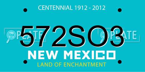 572SO3 New Mexico License Plate