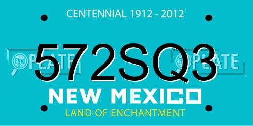 572SQ3 New Mexico License Plate