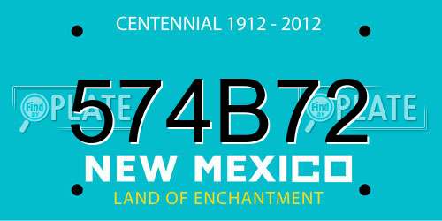 574B72 New Mexico License Plate