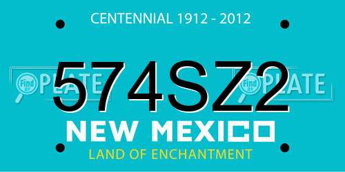 574SZ2 New Mexico License Plate