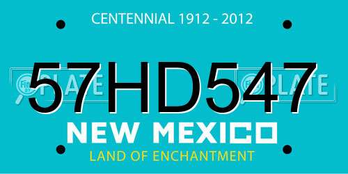 57HD547 New Mexico License Plate