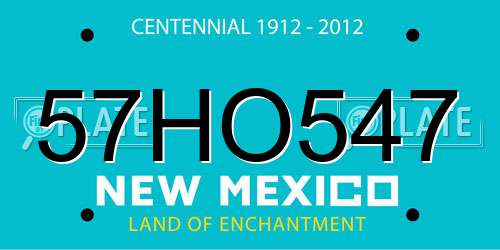 57HO547 New Mexico License Plate