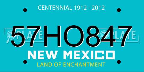 57HO847 New Mexico License Plate
