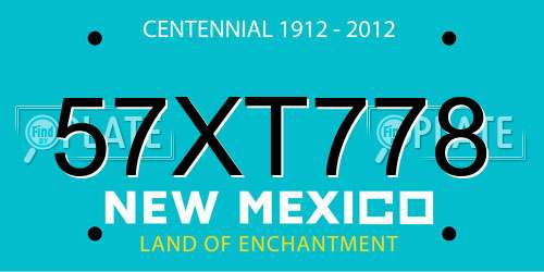 57XT778 New Mexico License Plate