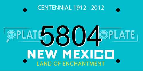 5804 New Mexico License Plate