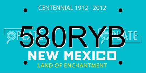 580RYB New Mexico License Plate