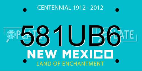 581UB6 New Mexico License Plate