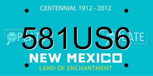 581US6 New Mexico License Plate