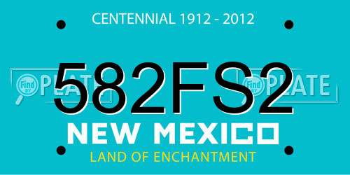 582FS2 New Mexico License Plate