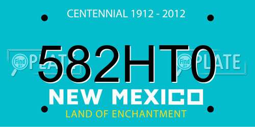 582HT0 New Mexico License Plate