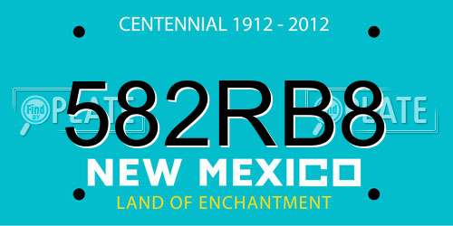 582RB8 New Mexico License Plate